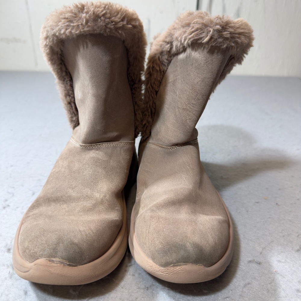 Skechers‎ On-the-GO Joy Womens Taupe Faux Fur Trim Ultra Go Winter Boots sz 8